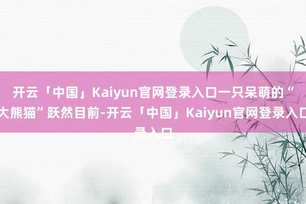 开云「中国」Kaiyun官网登录入口一只呆萌的“大熊猫”跃然目前-开云「中国」Kaiyun官网登录入口